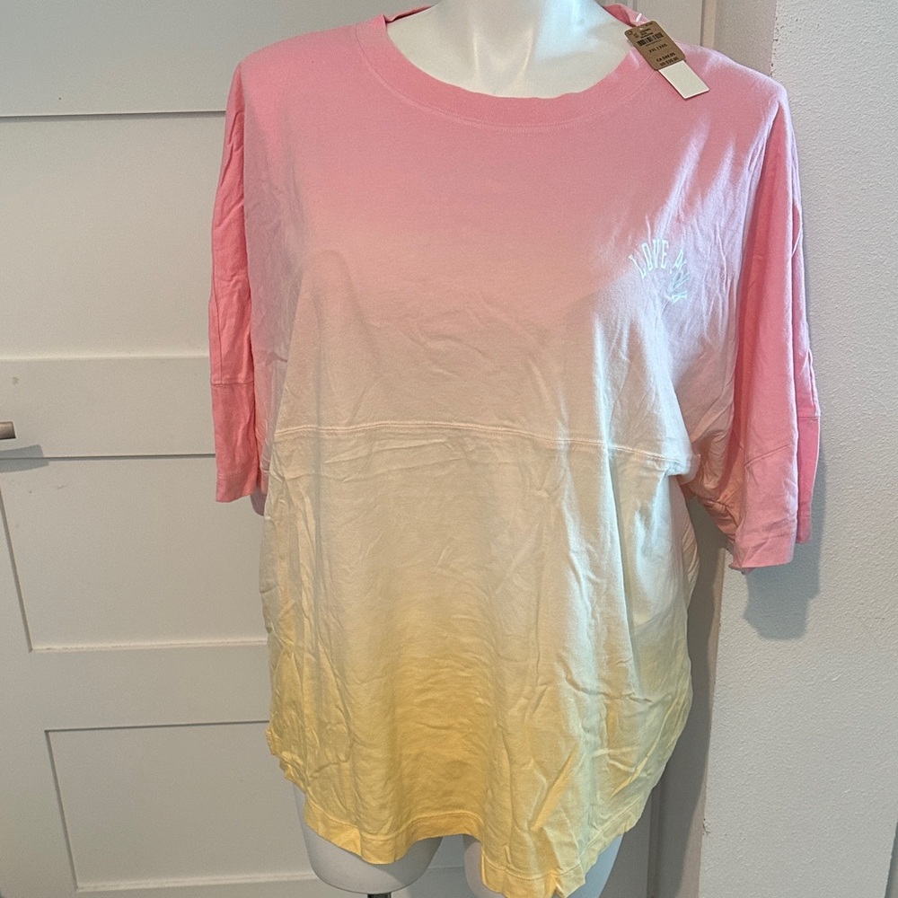 NWT VS PINK Short Sleeve Ombre Tee in Pink and Yellow